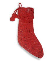 Holiday Time Red Colorful Knit 21 in Christmas Stocking with Tassels New - $8.51