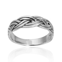 Modern Art Braided Celtic Knot Band .925 Sterling Silver Ring-9 - £15.26 GBP