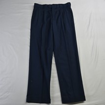 Stafford 34 x 32 Blue Pleated Cuffed Classic Fit Mens Dress Pants - £11.78 GBP