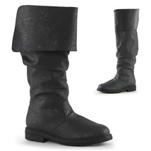 ROB100/BPU MENS Black Renaissance Medieval Pirate Foldable Costume Knee Boots - £71.02 GBP