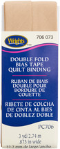 Wrights Double Fold Quilt Binding .875&quot;X3yd Tan. - £9.91 GBP