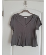 Z Supply Ava Cropped V-Neck Tee ribbed stretchy Casual Chic Size Medium - £11.67 GBP