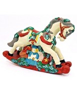 Ceramic Rocking Horse Hand Painted 8 1/2&quot; Long x 2 1/4&quot; x 6 1/4&quot; Vintage - $253.65 MXN