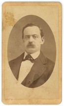 CIRCA 1870&#39;S CDV Stern Man With Mustache Wearing Suit and Tie Jordan Bowery, NY - £7.52 GBP