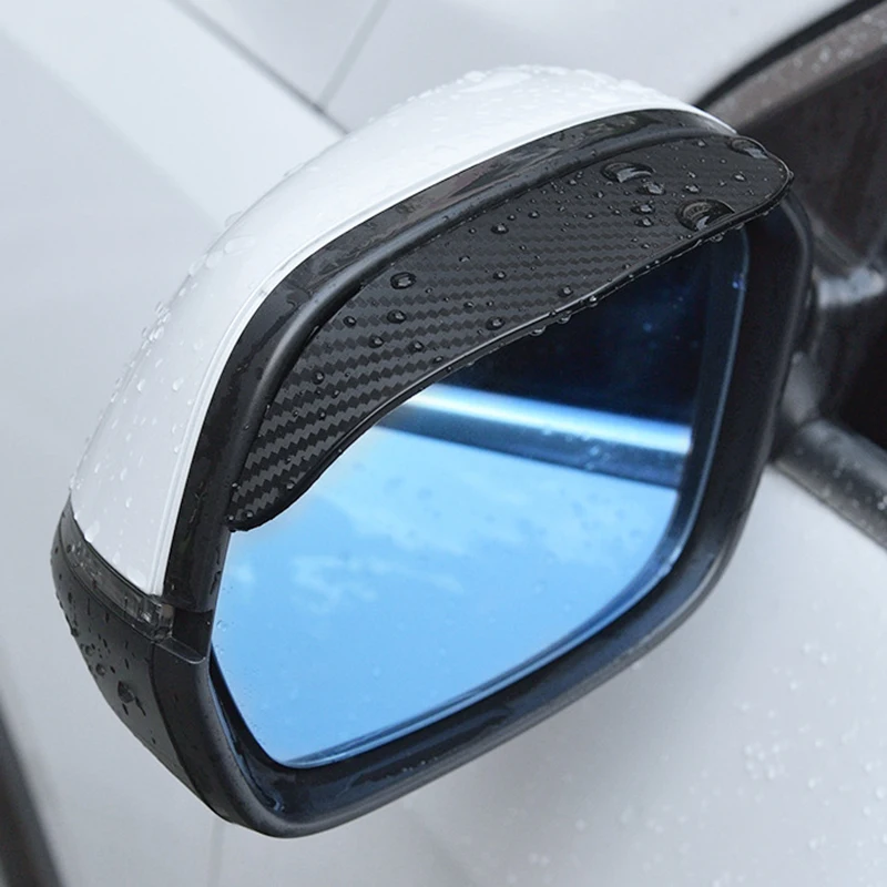 2Pcs Car Rearview Mirror Rain Eyebrow Visor Protector Carbon Fiber Auto Rear - £6.45 GBP+