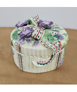 Vintage Fitz &amp; Floyd Bouquet Gift Box 3 in Round Fluted lid with Violets... - $418.10 MXN