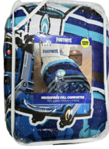 Fortnite Super Soft Microfiber Full Comforter 76x86in Blue Polyester Bus... - £19.33 GBP