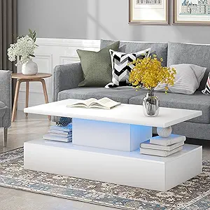 Merax Modern Coffee Table with 16 Colors of LED Lighting and Remote Control, Ind - £403.01 GBP