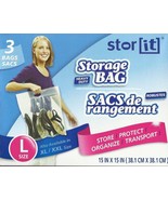 3 LARGE 2.5 Gallon Plastic STORAGE Vlear Bags Handle Bag 15&quot;x15&quot; ez zip ... - €15,72 EUR