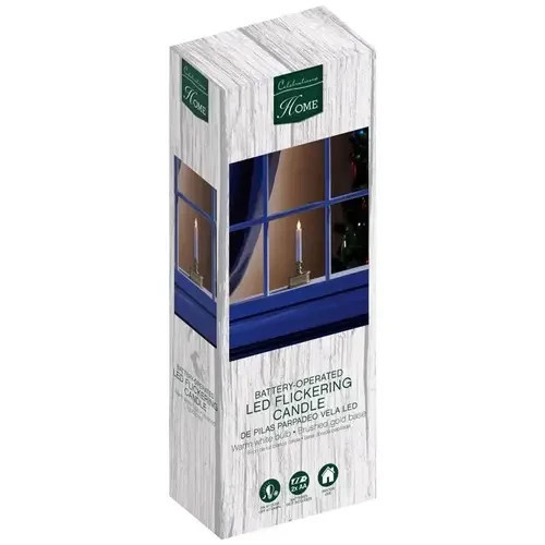Christmas LED Candle 9" Auto-Sensor 350Hr Brushed Gold Celebrations 1533-71 6-PK Item image 4