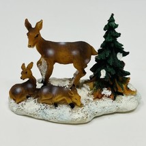 Vintage Xmas Holiday Figurine Village 3 Deers Next to Pine Tree 3&quot; x 2&quot; Rite Aid - £10.01 GBP