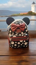 Disney Loungefly Minnie Mouse Polka Dot Mini Backpack Burgundy Bow NEW - £45.42 GBP