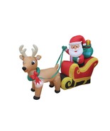 6 Foot Tall Christmas LED Inflatable Santa Claus Reindeer Sleigh Yard De... - €38,58 EUR