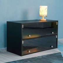Black Glass Door Shoe Box Shoe Storage Cabinet - £82.32 GBP