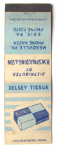 Kleenex Tissues Delsey Advertisement Erie Pennsylvania 20 Strike Matchbook Cover - £1.56 GBP
