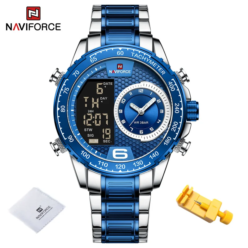 Watch NAVIFORCE 2022 Watch Men  LCD Dual Time Waterproof    Wristwatch for Men   - £68.43 GBP