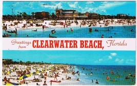 Florida Postcard Clearwater Beach People On The Beach - $2.96