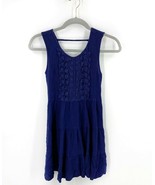 Knitworks Sun Dress Girls 12 Navy Blue Boho Sleeveless Crochet Detail Ti... - £10.92 GBP