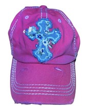 Kbethos Vintage Embroidered “Distressed Cross”Pink Women’s Adjustable Cap - $15.24