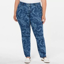 Charter Club Womens Plus 24W Medium Blue Print Straight Leg Pants Jeans NWT CE32 - £27.22 GBP