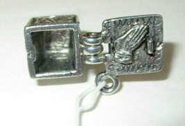 Prayer Box Charm w/ Praying Hands, Vintage For Pendant Or Bracelet - £6.38 GBP