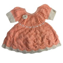 hand knit crochet ribbon baby dress vintage 9-12 months - £19.57 GBP