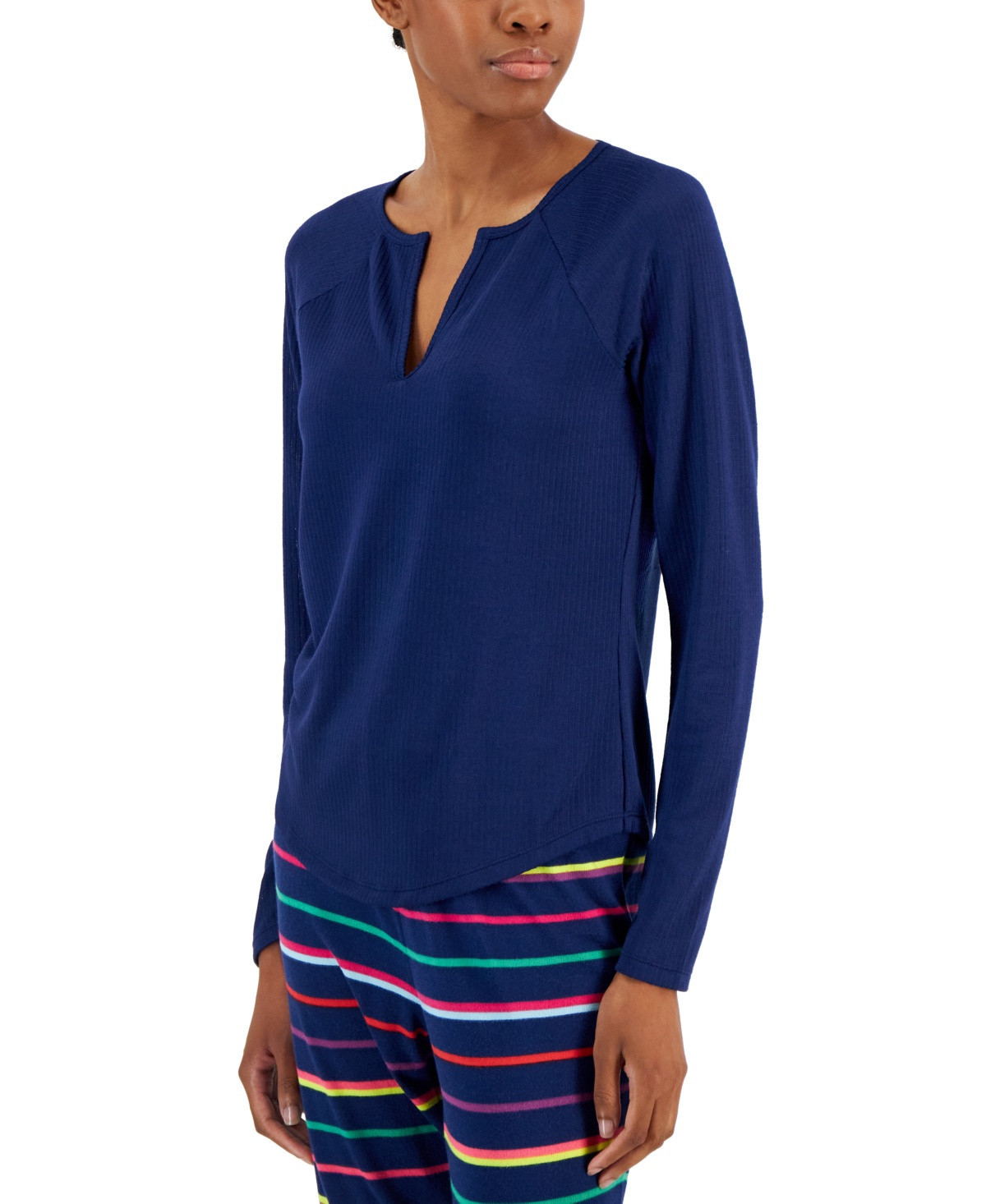 Jenni Womens Split-Neck Pajama Top Deepest Sapphire L - $7.00