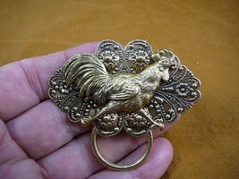 (E-838) Rooster running on flower brass Eyeglass pin pendant ID badge ho... - $23.36