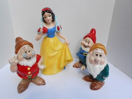 4 Pc Snow White &amp; 3 Dwarfs Large Ceramic Set Sold At Disney Parks 1970’s! - £194.69 GBP