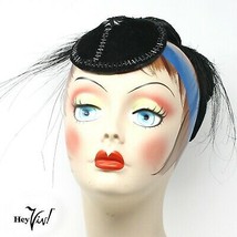 Vintage Miss Anne Hat - Black Velvet, Beading, Feathers Intriguing Look ... - £38.36 GBP