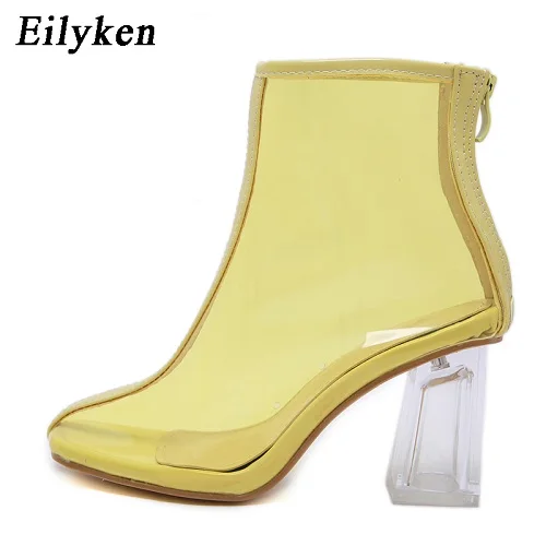 Eilyken  PVC Transparent Boots Round Toe Shoes Clear  heels Mujer Women Boots Sa - £196.93 GBP