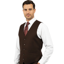 Men's Renoir Suit Vest V-neck Adjustable Strap 5Button 201-5 Brown image 5