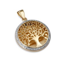Tree of Life Pendant from Jerusalem Gold 14K Diamonds Jewelry by Anbinder - £640.88 GBP+