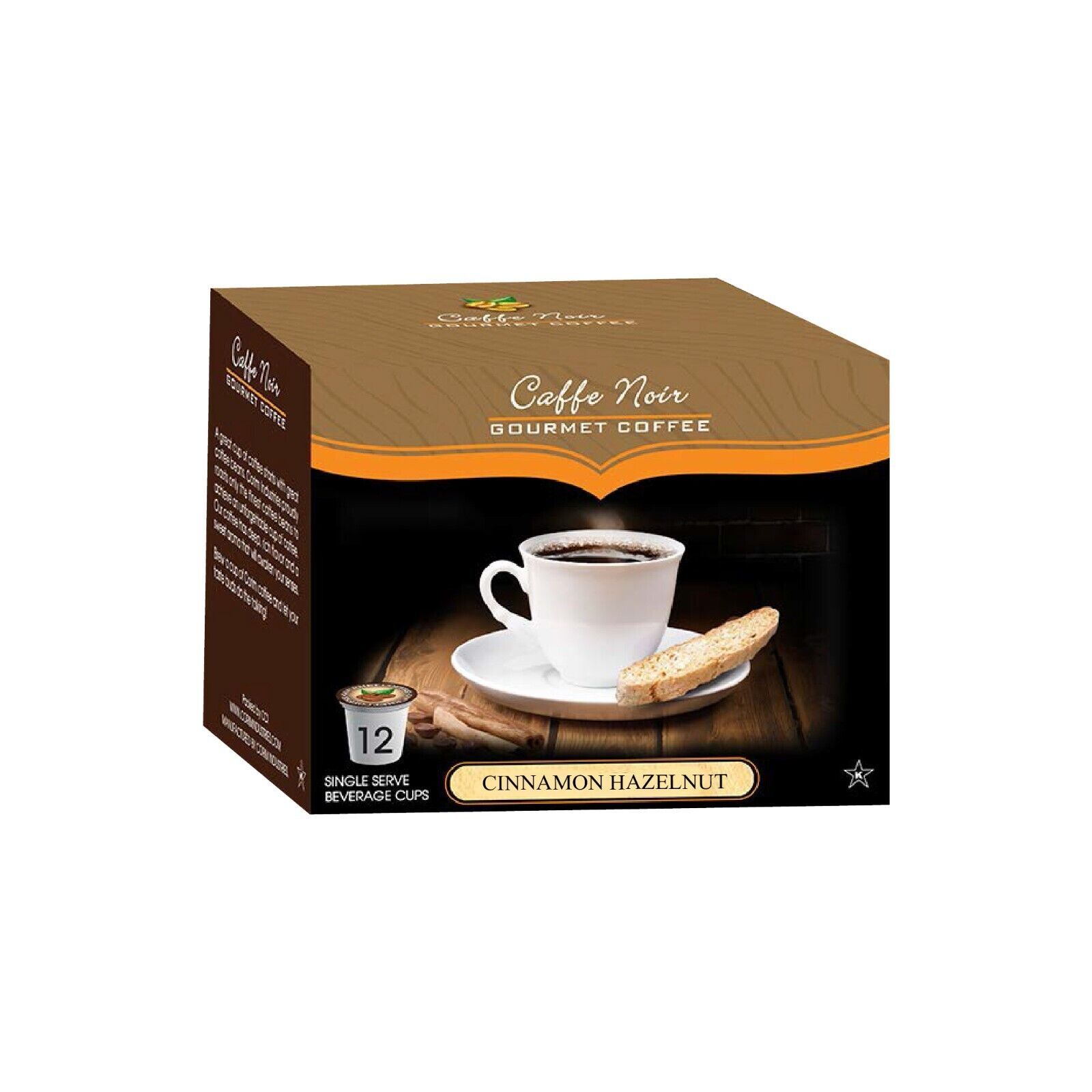 Caffe Noir, Cinnamon Hazelnut, 12 Single Serve Cups, Best By: 03/2024 - $8.00
