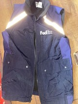 Fed Ex Gilet Medium Blue Stan Herman Body Warmer Fleece Lined - $34.65