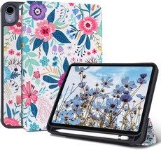 iPad Mini 6 Case 2021 8.3&quot; Floral Flower Leaf, Auto Wake/Sleep w/ Pencil Holder - £7.57 GBP+