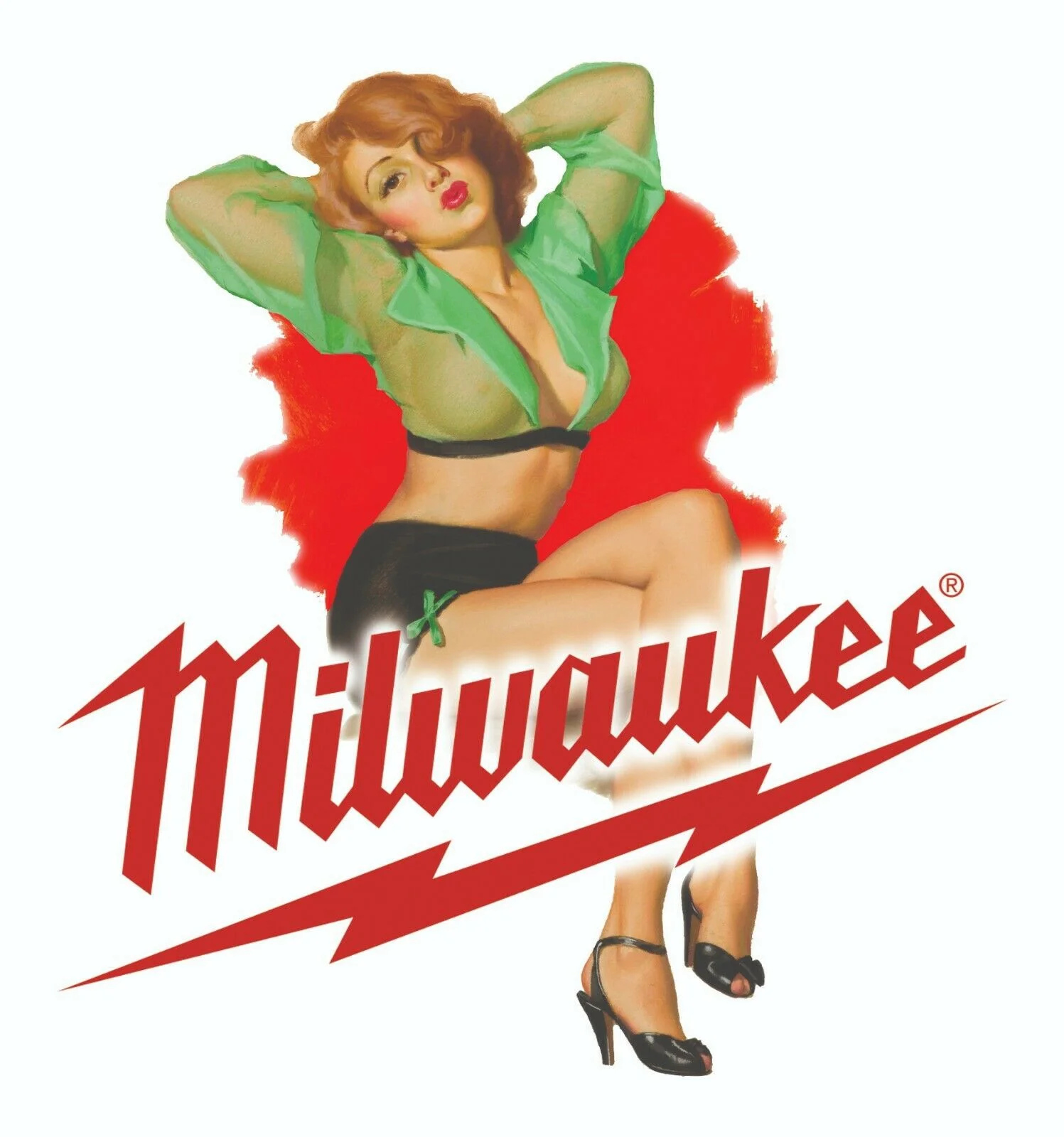 For milwaukee tools sticker decal kiss girl mechanic glossy label tool box thumb200