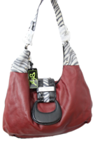 Sharif Studio Vintage Deep Red Zebra Vegan Tote Handbag Large Shoulder NWOT - $1,149.30 MXN