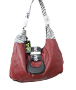Sharif Studio Vintage Deep Red Zebra Vegan Tote Handbag Large Shoulder NWOT - $84.97 CAD