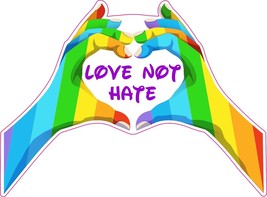 Love Not Hate Hands Heart Love Lgbtq+ Gay Lesbian Rainbow Sticker Decal Laptop A - £3.92 GBP