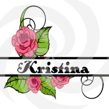 Flower Split Monogram Kristina 207smp-Digital Clipart-Art Clip-Gift Cards-PNG-Ba - $1.75