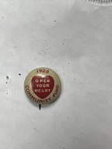 1928 Open Your Heart Community Fund 5/8” pinback pin Nice patina - $19.99