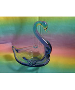 Blue Art Glass Swan Ashtray 5&quot; H - £11.63 GBP