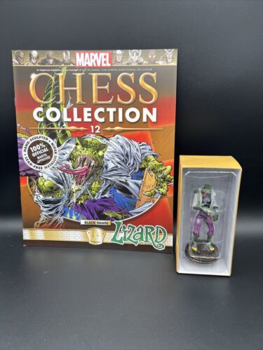 Eaglemoss Marvel Chess Collection Lizard Chess Piece#12 with Magazine Black Pawn - £19.70 GBP