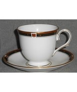 LENOX Bone China REGENCY BLACK PATTERN Cup and Saucer MADE IN USA - $20.33 CAD