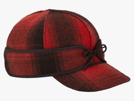 Stormy Kromer Cappello Originale Lana Tappo Rossi e Neri Plaid 7 3/8 Lum... - £20.45 GBP