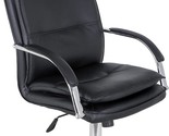 Black Comfortable Padded Armrests And Chrome Base Fixed Back Leather Office - £55.12 GBP