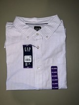 Gap Oxford Shirt Button Down Men’s XXL NWT Orchid Bloom Stripe Long Sleeve - £31.24 GBP