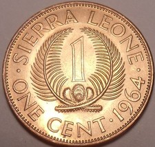 Gem Unc Sierra Leone 1964 1 Cent~Sir Milton Margai~Palm Sprigs~1st Year~... - £3.12 GBP