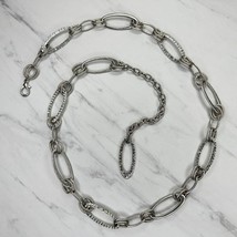 Rhinestone Oval Silver Tone Metal Chain Link Belt Size Large L XL - £15.78 GBP